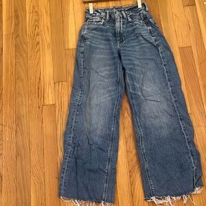 wide leg jeans, lightly worn